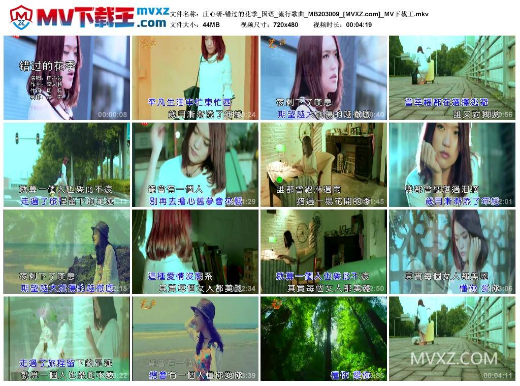 庄心研-错过的花季_国语_流行歌曲_MB203009